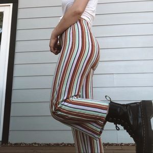 striped multicolor flare leg pants